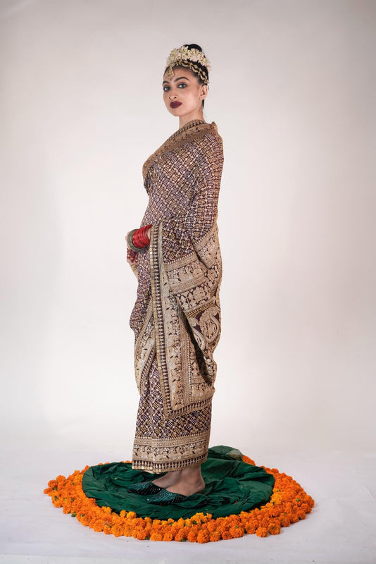 Designer handcrafted bandhani saree