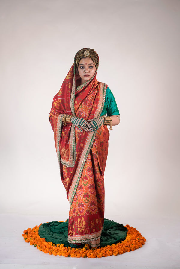 handwoven, single ikkat patola silk saree