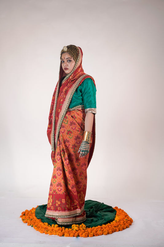 handwoven, single ikkat patola silk saree