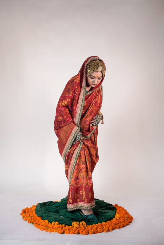 handwoven, single ikkat patola silk saree