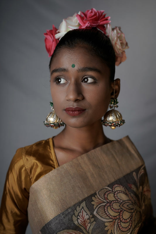 Handcrafted statement silver jhumkas