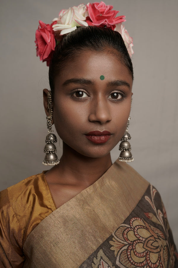 Handcrafted statement silver jhumka