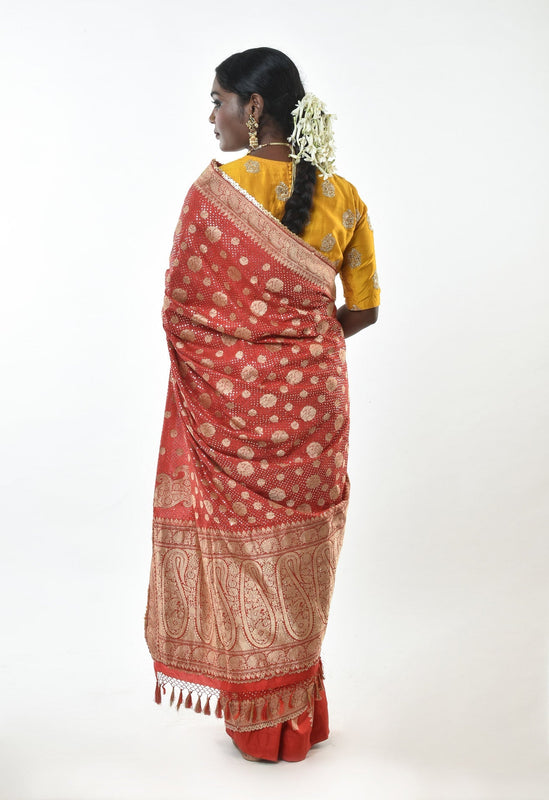 Red handwoven banarasi silk saree