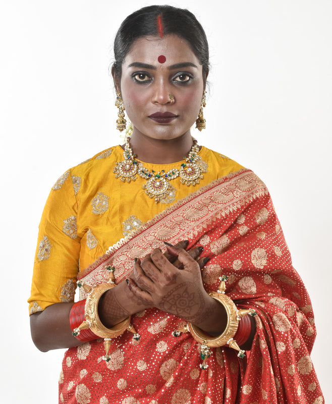 Red handwoven banarasi silk saree
