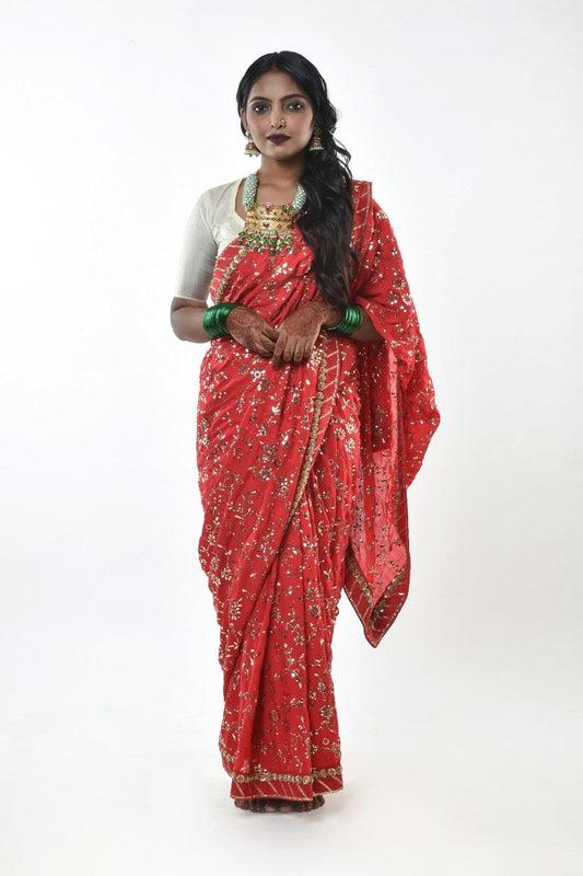 Designer Red bridal wedding saree by Ayush Kehriwal