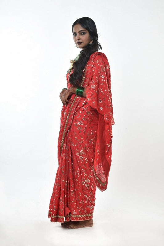 Designer Red bridal wedding saree by Ayush Kehriwal