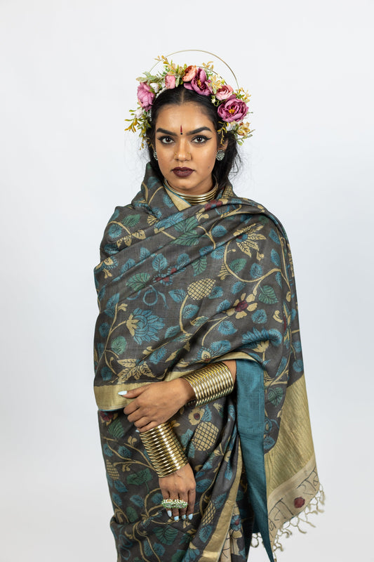 Hand Painted Pen Kalamkari Saree