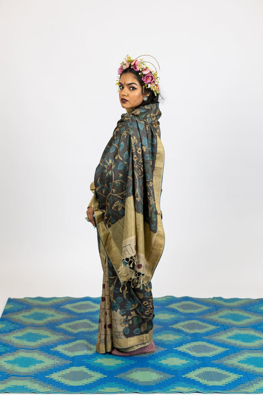 Hand Painted Pen Kalamkari Saree