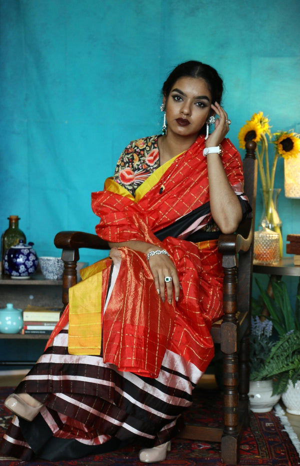 Handwoven Chanderi Silk Saree by Ayush Kejriwal