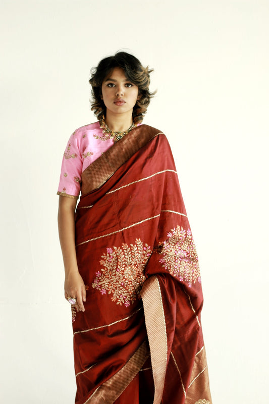 handwoven embrdoired banarasi Cora silk saree