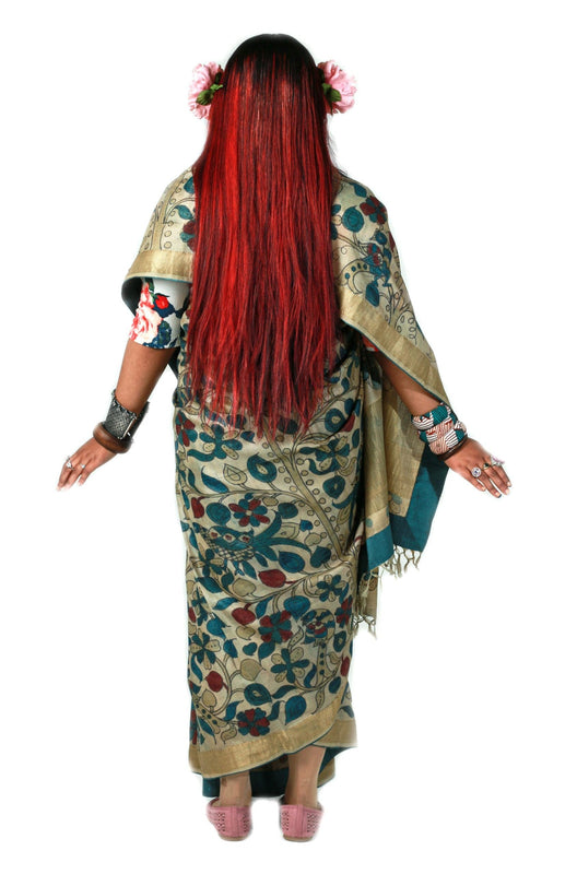 Hand Painted Pen Kalamkari Saree by Ayush Kejriwal