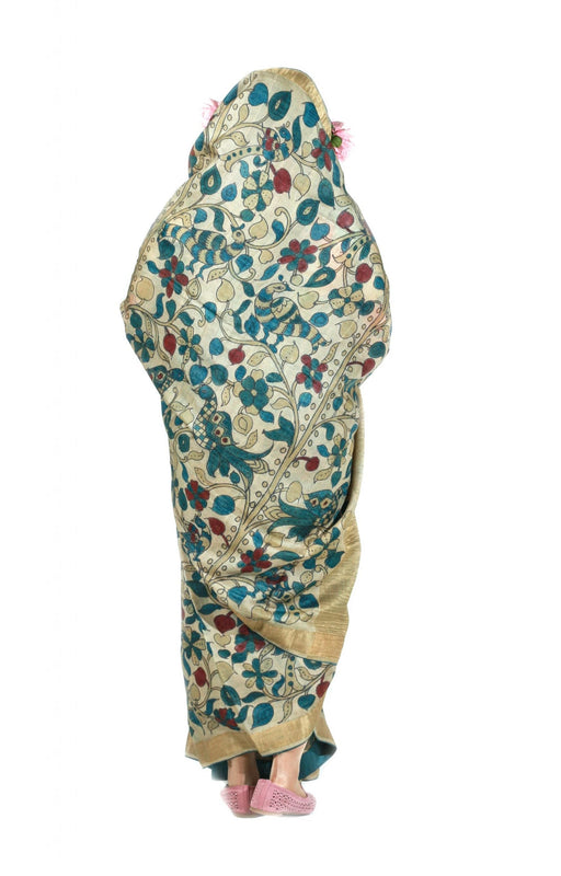 Hand Painted Pen Kalamkari Saree by Ayush Kejriwal