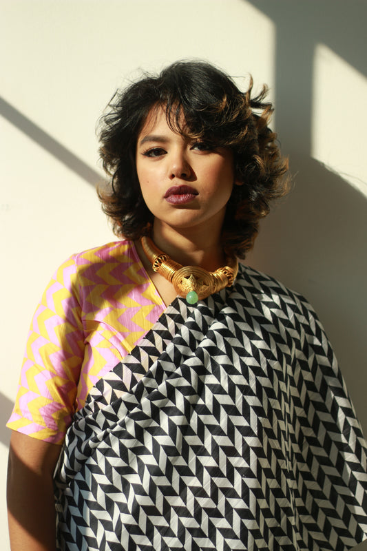 Designer printed silk saree by Ayush Kejriwal.