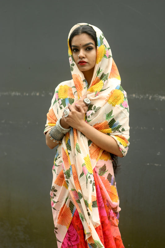 Designer printed viscose silk saree