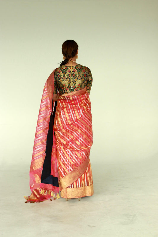 handwoven embroidered banarasi Cora silk saree
