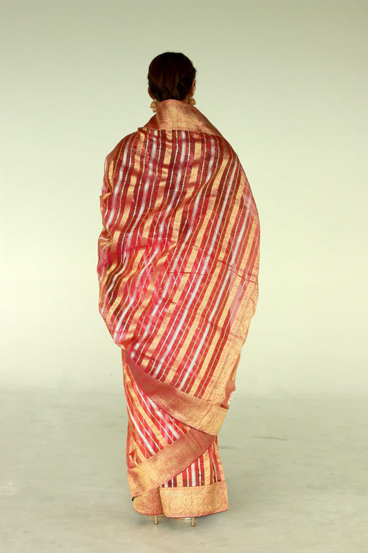 handwoven embroidered banarasi Cora silk saree