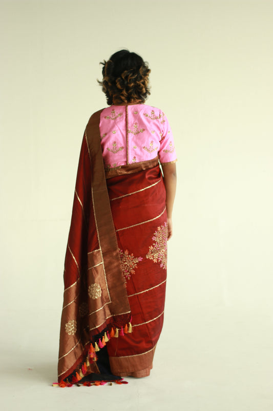 handwoven embrdoired banarasi Cora silk saree