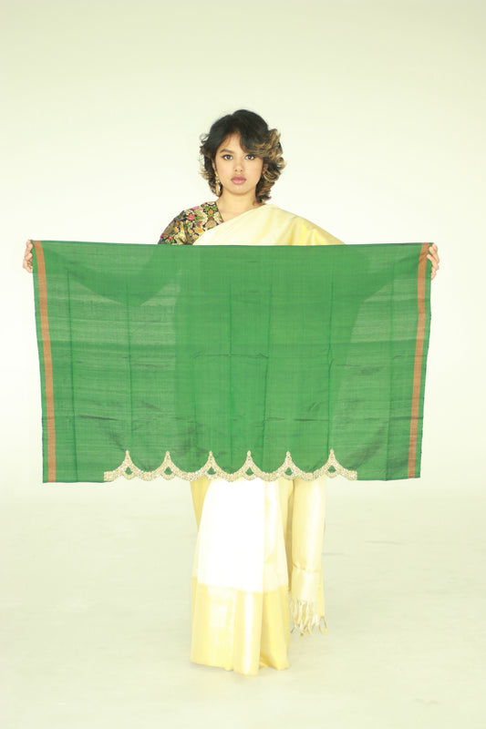 Green Patola Saree blouse piece