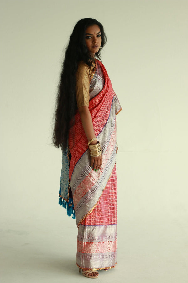 Handwoven, hand-embroidered kanjeevaram silk saree