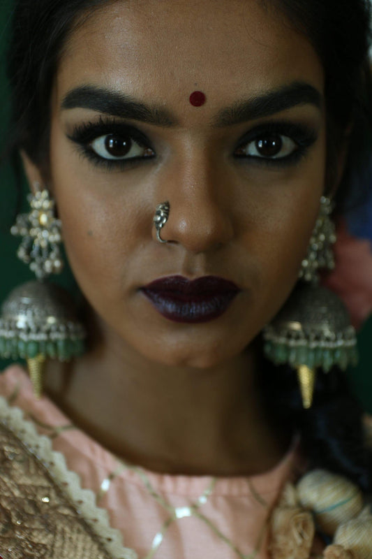 Handcrafted statement silver jhumka