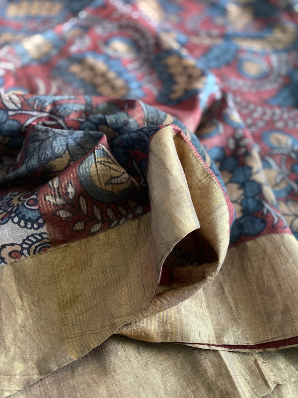 Hand Painted Pen Kalamkari Saree by Ayush Kejriwal