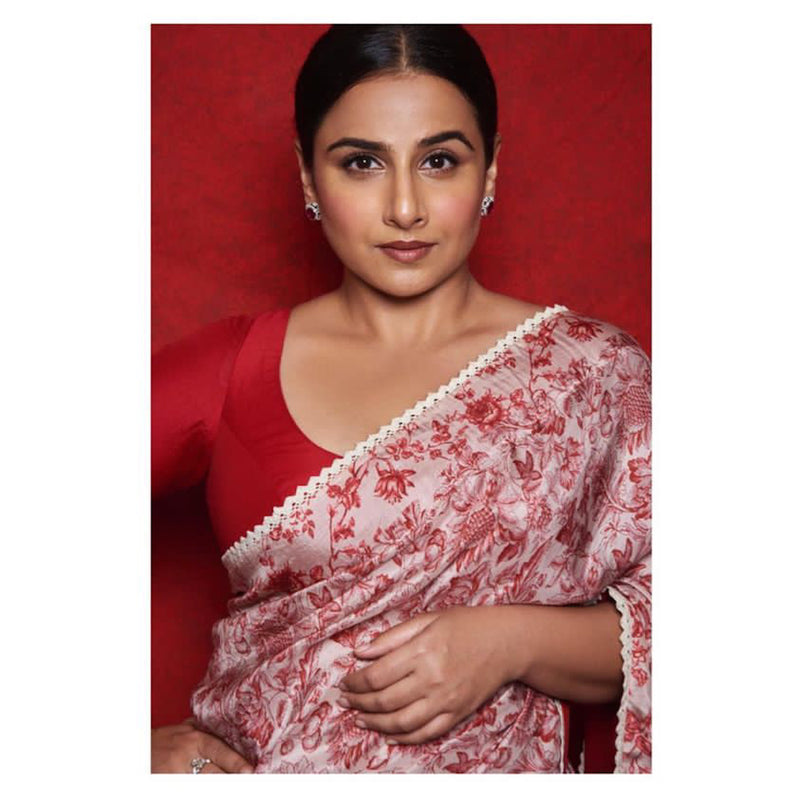 printed silk saree with a floral print
