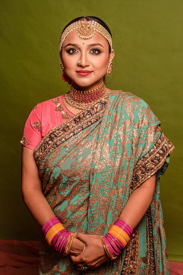 Hand Embroidered Saree by Ayush Kejriwal