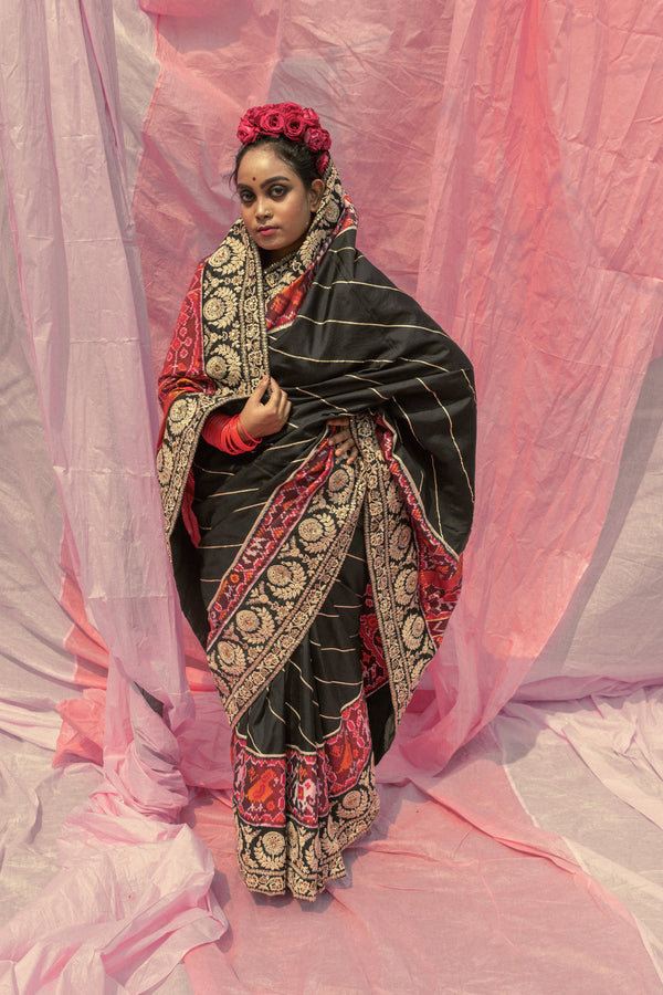 Single ikkat handwoven patola silk saree