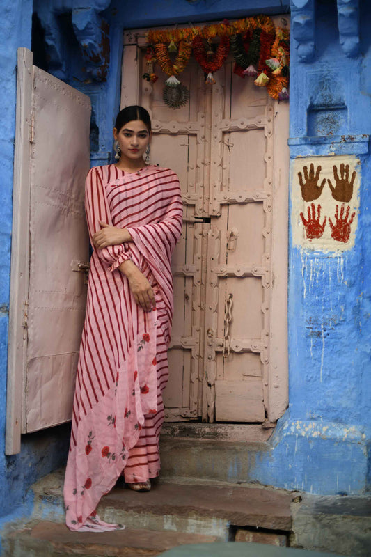 printed partywear saree