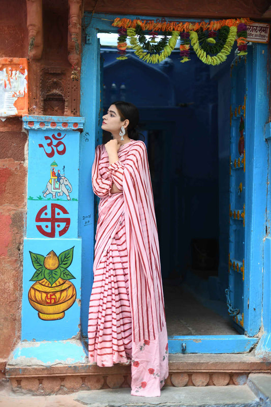 printed partywear saree