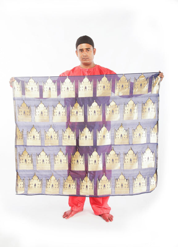 Hand woven red and gold Chanderi Katan silk saree
