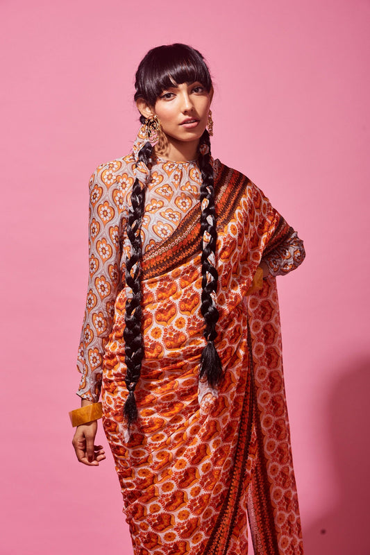Designer printed viscose silk saree