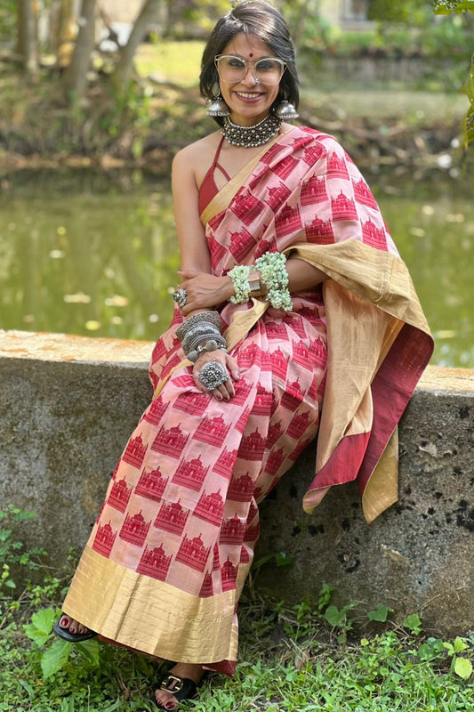 handwoven chanderi katan silk saree