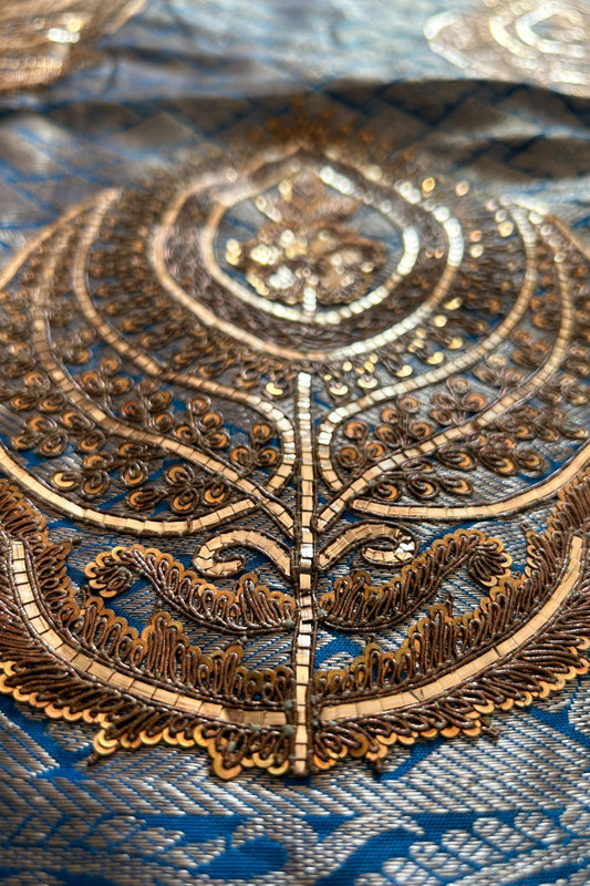 Handwoven, hand-embroidered kanjeevaram silk saree