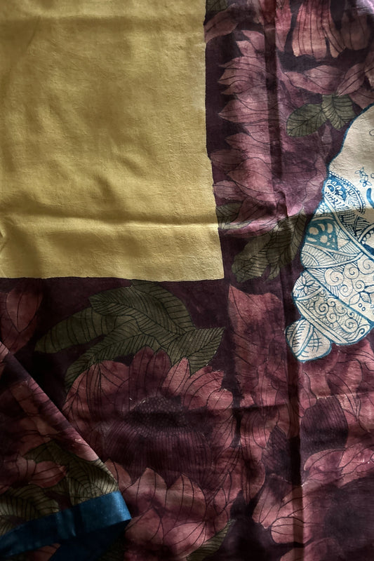 handpainted silk authentic pen Kalamkari saree