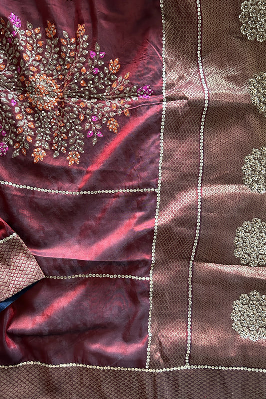 handwoven embrdoired banarasi Cora silk saree