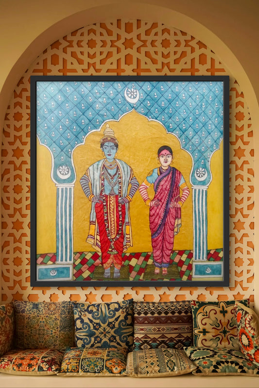 hand painted real pen kalamkarI wall painting