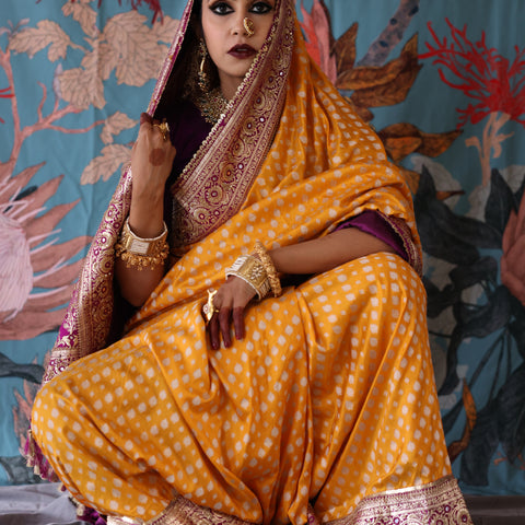 Handcrafted embroidered Benarasi silk saree 