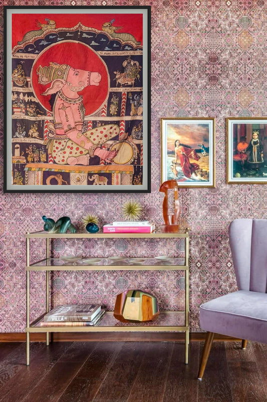 beautiful hand painted real pen kalamkari wall painting