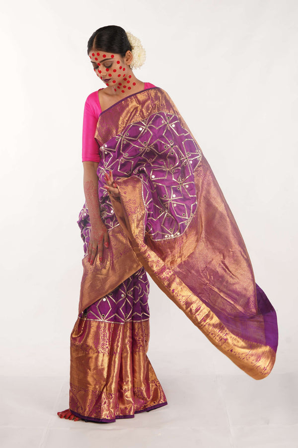 Indian wedding wear saree, Kanjiveeram silk saree