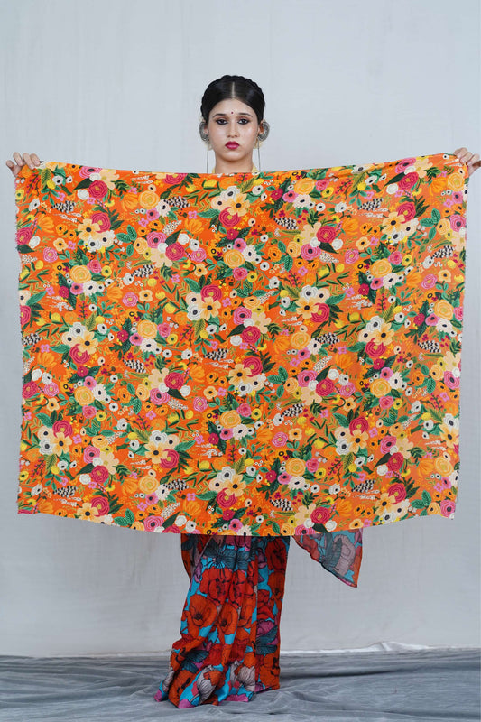 Floral printed saree