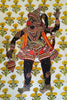 a beautiful handcrafted puppet of Lord Hanuman stitched on a handpainhed background