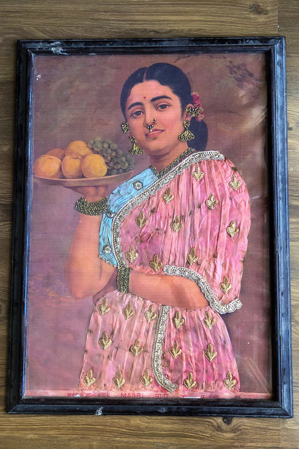 vintage litho print of a painting made by Raja Ravi Verma