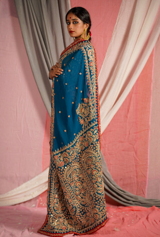 Hand Embroidered Wedding Saree