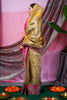 gold handwoven, hand embroidered kanjiveram silk saree