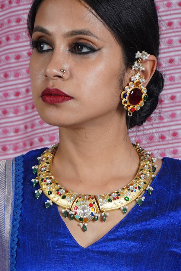  Nawratan (multicoloured) handcrafted jewellery set made in silver 