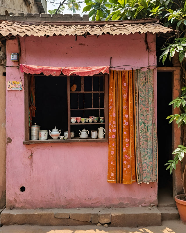 A stunning (AI assisted) photograph by The Ayush Kejriwal Art Project of a beautiful street teashop/cafe.