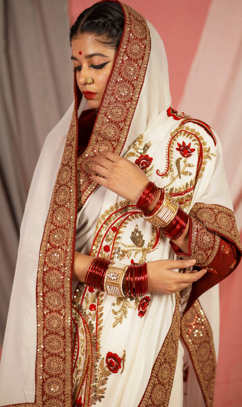 Hand embroidered wedding wear saree