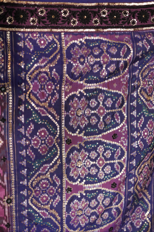 Handcrafted embroidered patola silk saree 