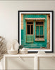 A stunning (AI assisted) photograph by The Ayush Kejriwal Art Project of a beautiful green and teal dreamy window.